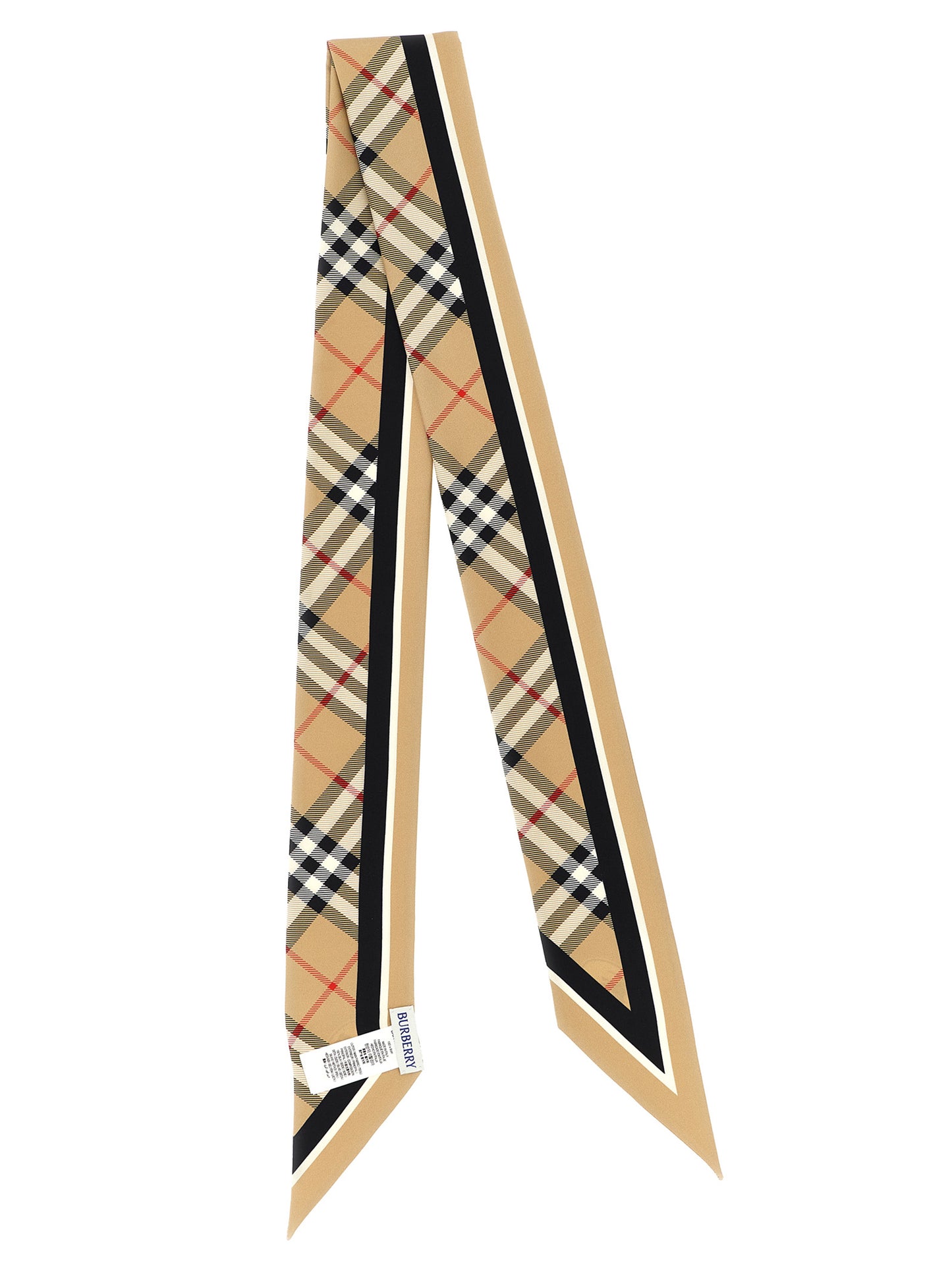 Foulard en satin beige à motif écossais Burberry