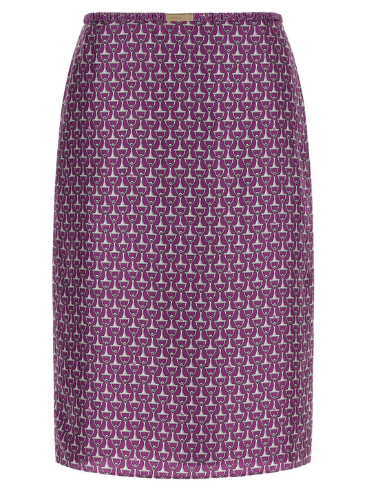 Gucci Falda Midi De Seda Violeta - Caída Fluida Moderna