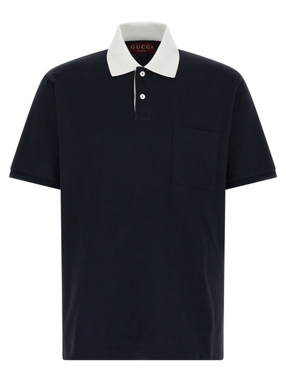 Polo de algodón azul Gucci