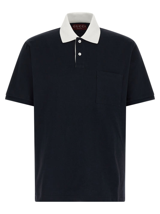Polo de algodón azul Gucci