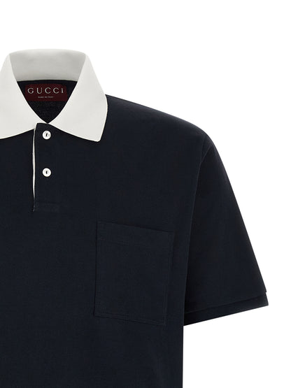 Polo de algodón azul Gucci