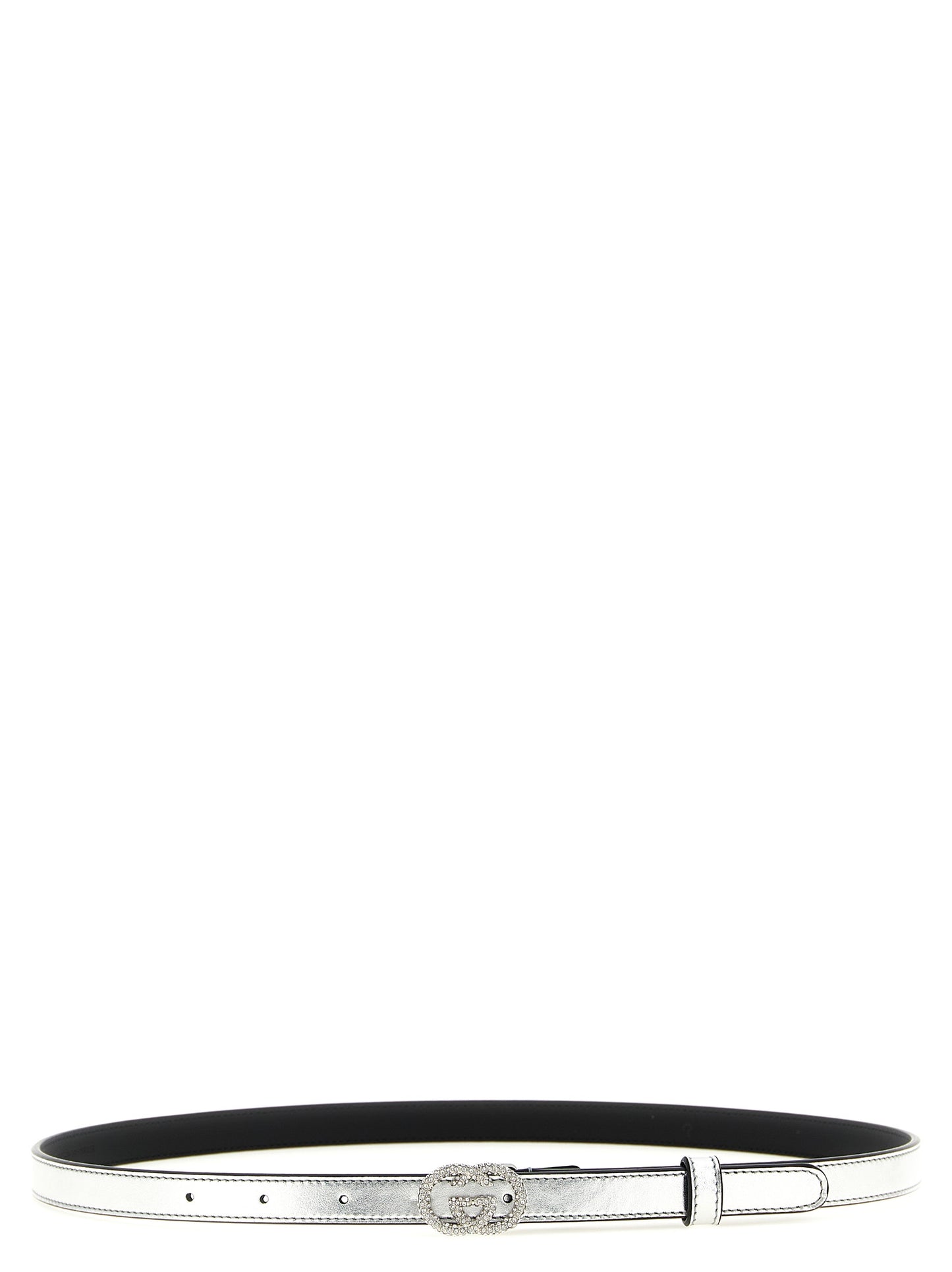 Gucci Thin Calfskin Belt with Silver Finish
