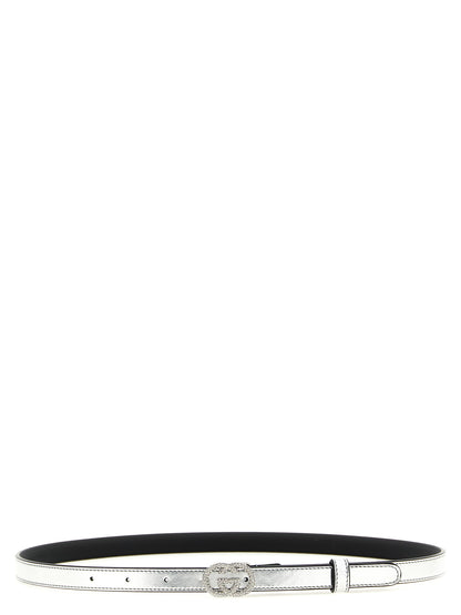 Gucci Thin Calfskin Belt with Silver Finish