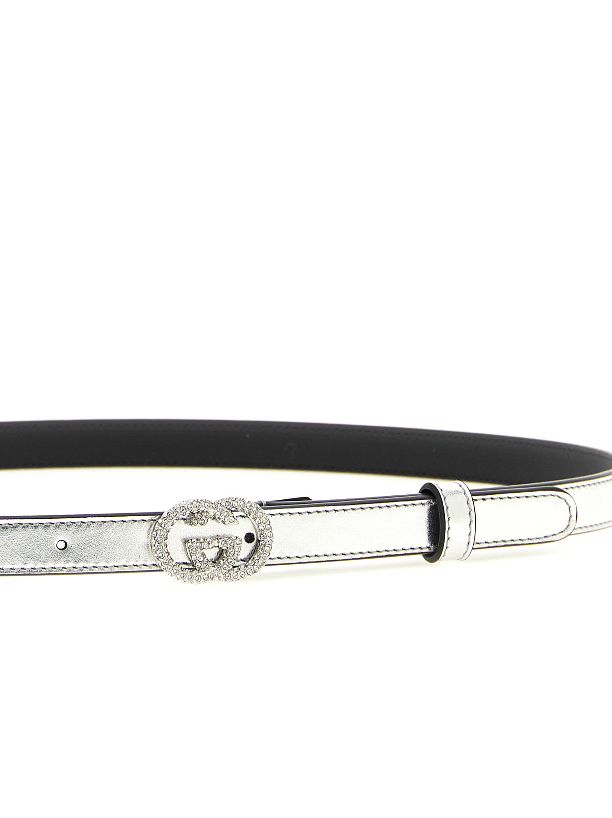 Gucci Thin Calfskin Belt with Silver Finish