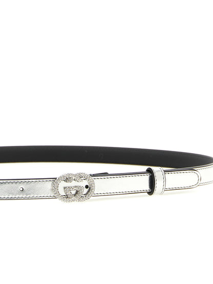 Gucci Thin Calfskin Belt with Silver Finish