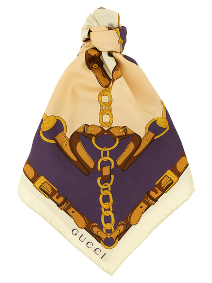 Pañuelo de seda beige Gucci