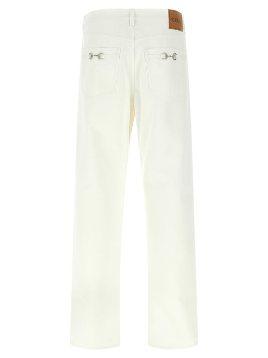 Vaqueros Gucci rectos de algodón blanco