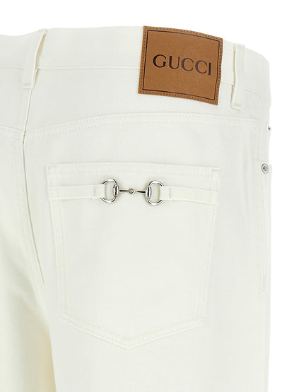 Vaqueros Gucci rectos de algodón blanco