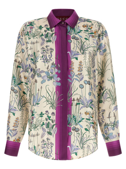 Blusa de seda multicolor Gucci