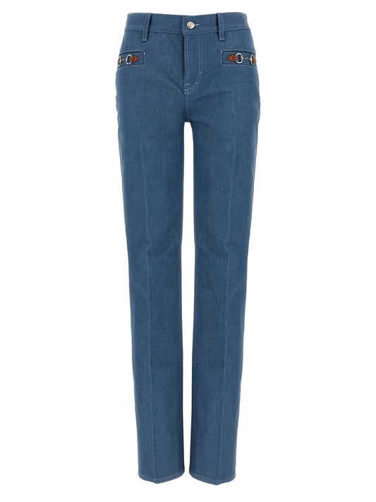 Pantalones vaqueros de pierna recta de algodón azul de Gucci