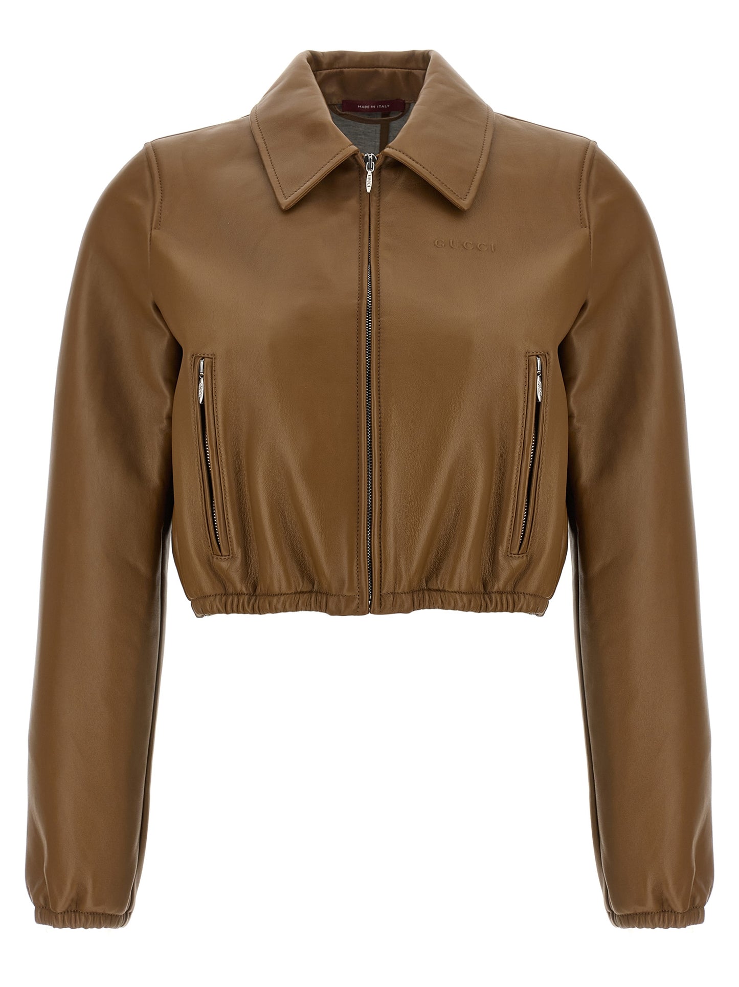 Gucci Chaqueta de cuero de cordero color beige