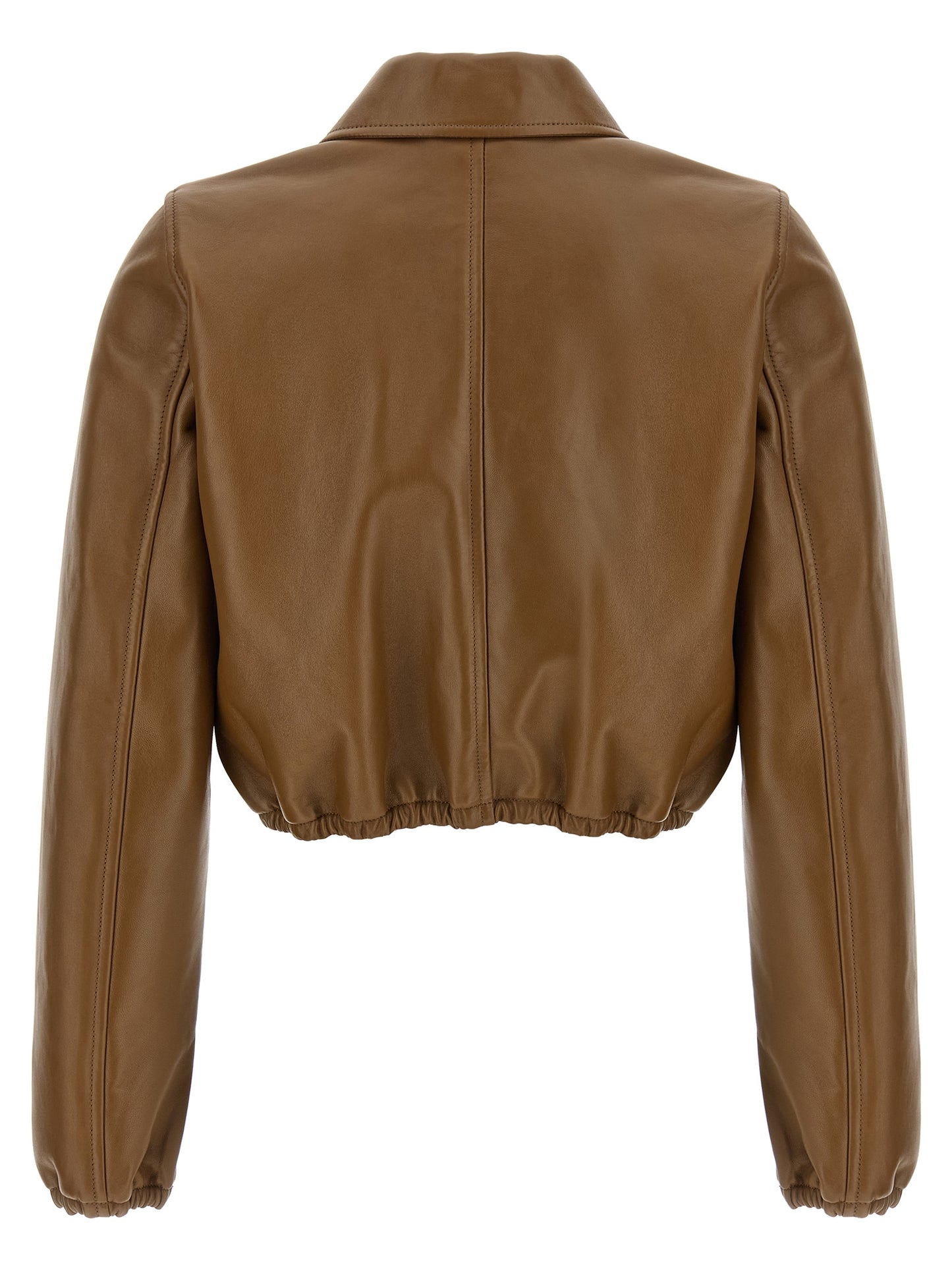 Gucci Chaqueta de cuero de cordero color beige