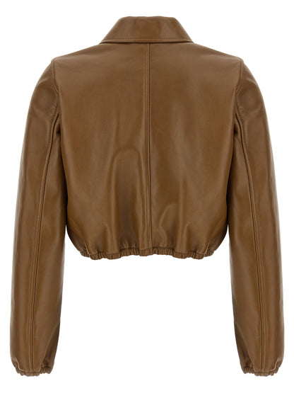 Gucci Chaqueta de cuero de cordero color beige