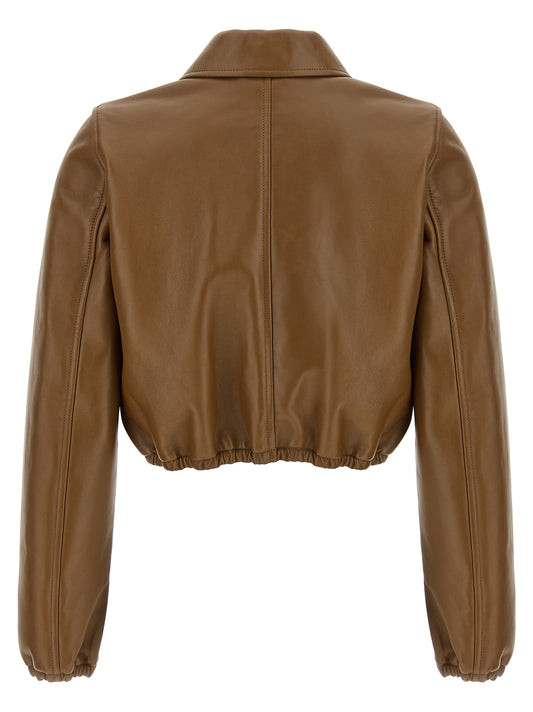 Gucci Chaqueta de cuero de cordero color beige