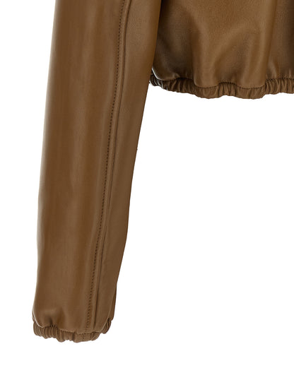 Gucci Chaqueta de cuero de cordero color beige