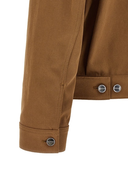 Gucci Full-Length Cotton Jacket in Brown