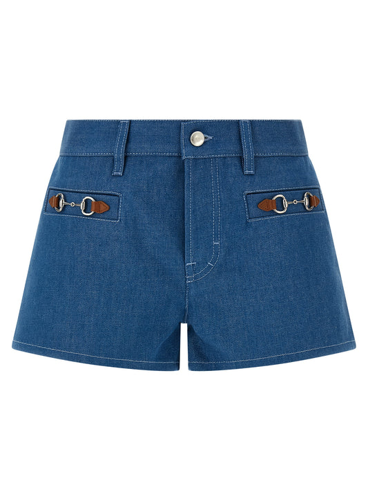 Shorts Bermuda Gucci De Algodón Azul Clásico