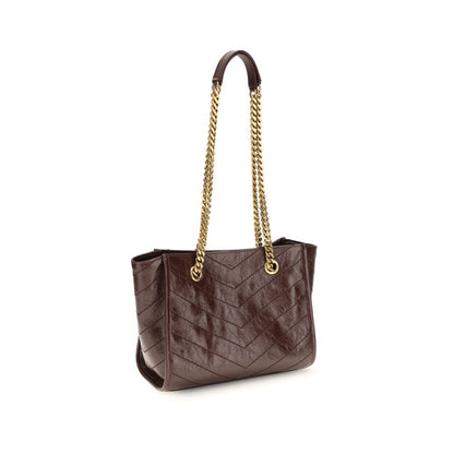 Bolso de hombro Saint Laurent de piel de becerro marrón Bos Taurus