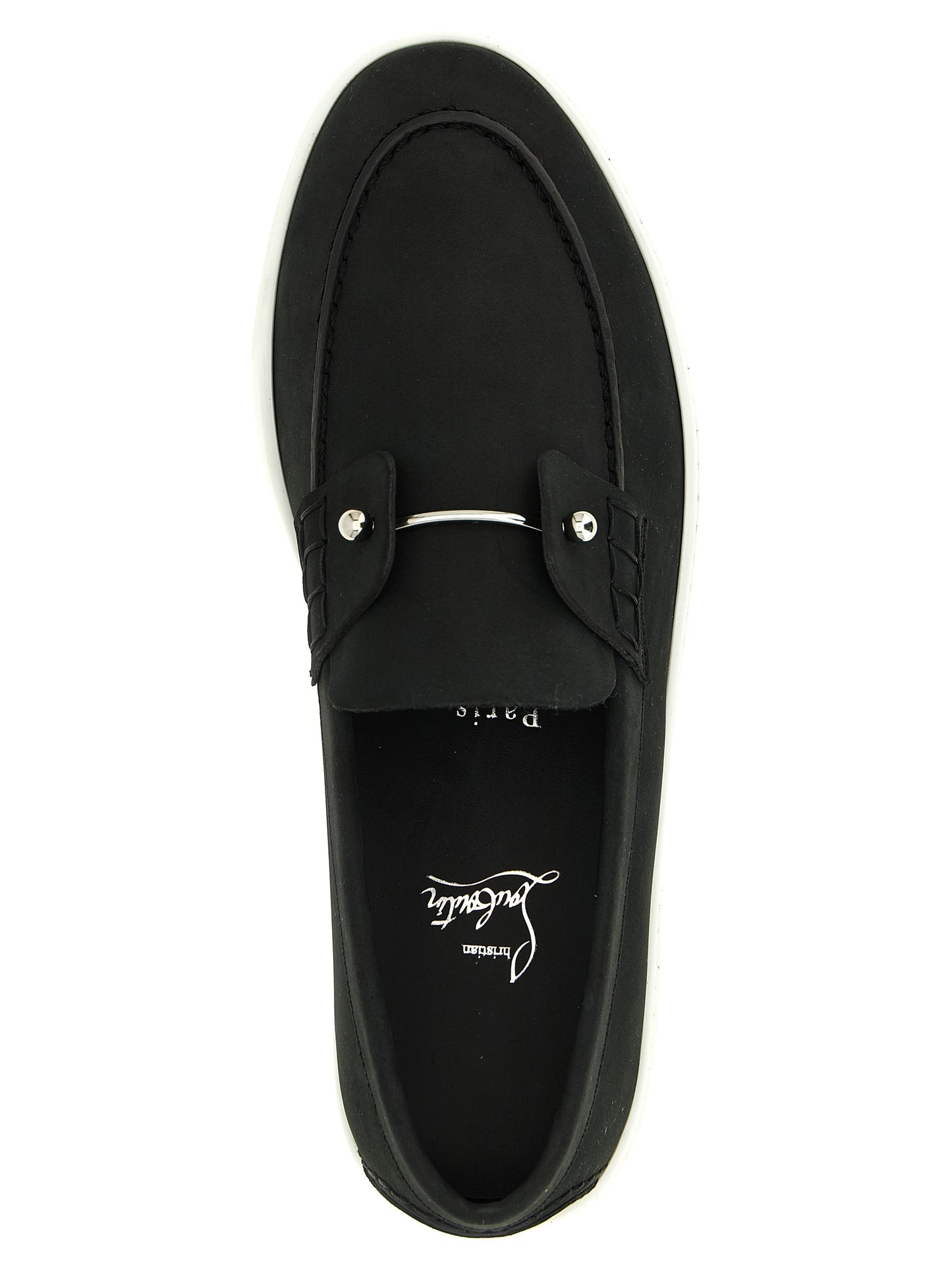 Mocasines Christian Louboutin negros de piel de becerro sin cordones