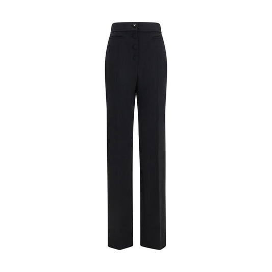 Pantalones Acampanados de Lana Negra Valentino Garavani Oves Aries