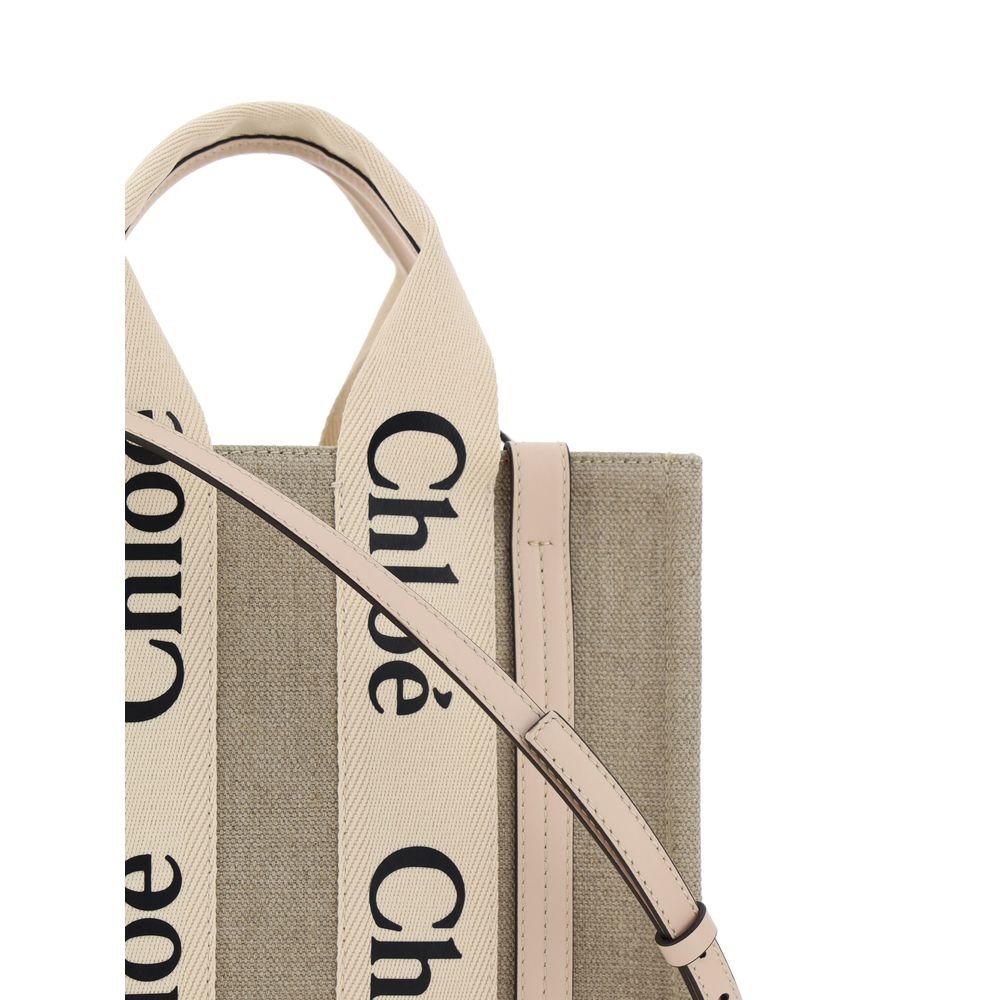 Bolso De Mano De Lona Marrón Woody Colección Chloé