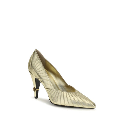 Escarpins Versace En Cuir De Veau Doré Bos Taurus