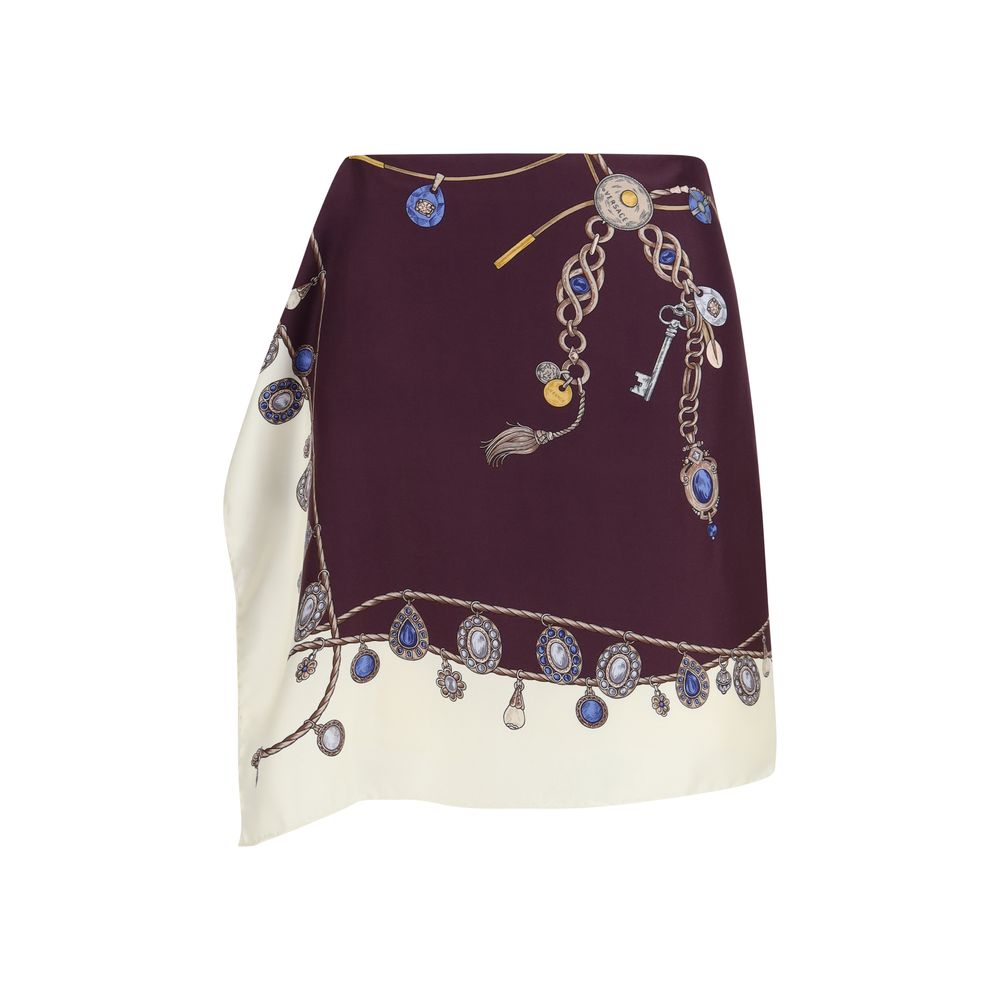 Minifalda de seda burdeos de Versace