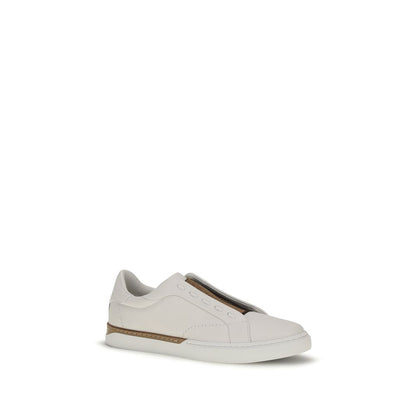 Baskets Fendi en cuir de veau blanc Bos Taurus Bout bas