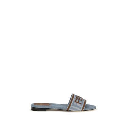 Sandalias Planas De Algodón Azul Fendi Colección 2026