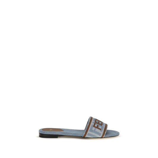 Sandalias Planas De Algodón Azul Fendi Colección 2026