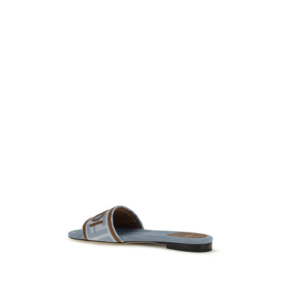 Sandalias Planas De Algodón Azul Fendi Colección 2026