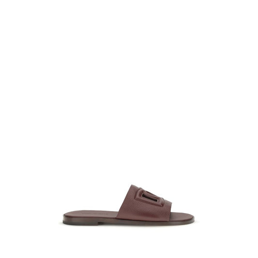 Sandalias planas Dolce & Gabbana de piel de becerro marrón Bos Taurus