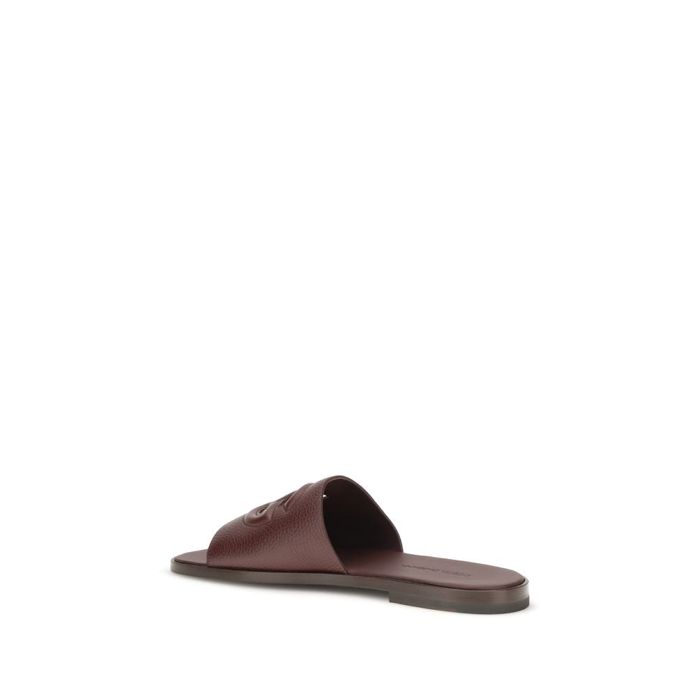 Sandales plates Dolce & Gabbana en cuir de veau marron Bos Taurus