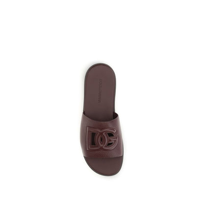 Sandales plates Dolce & Gabbana en cuir de veau marron Bos Taurus
