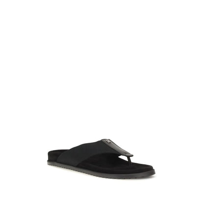 Dolce & Gabbana Black Polyester Flip-Flop Sandals