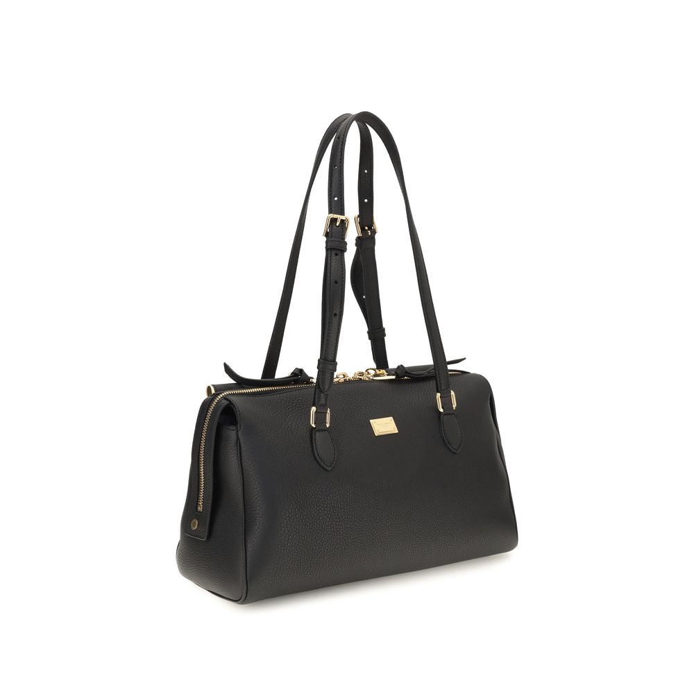 Bolso de Hombro de Piel de Becerro Negra Bos Taurus Dolce & Gabbana