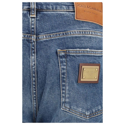 Jeans rectos de algodón azul Dolce & Gabbana