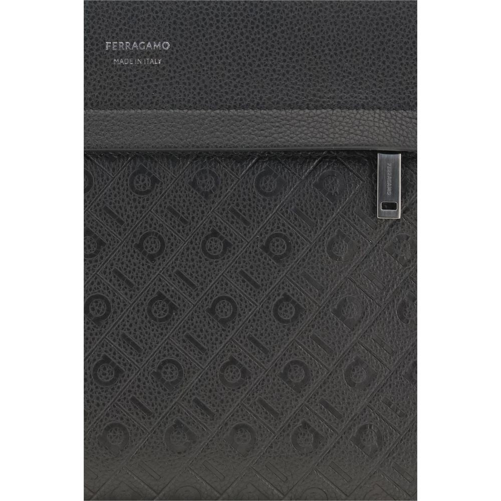 Bolso de piel de becerro negro Bos Taurus de Ferragamo