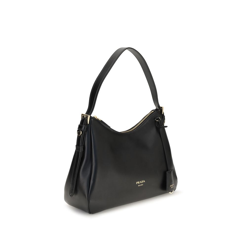 Bolso de hombro Prada de piel de becerro negra Bos Taurus
