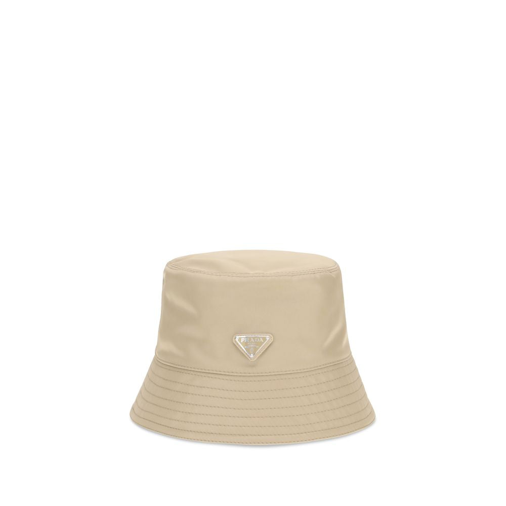 Sombrero bucket de poliamida beige de Prada