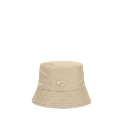 Sombrero bucket de poliamida beige de Prada