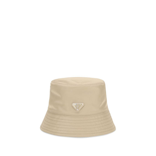 Sombrero bucket de poliamida beige de Prada