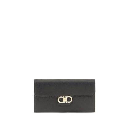 Portefeuille Ferragamo en cuir de veau noir Bos Taurus