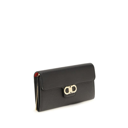 Portefeuille Ferragamo en cuir de veau noir Bos Taurus