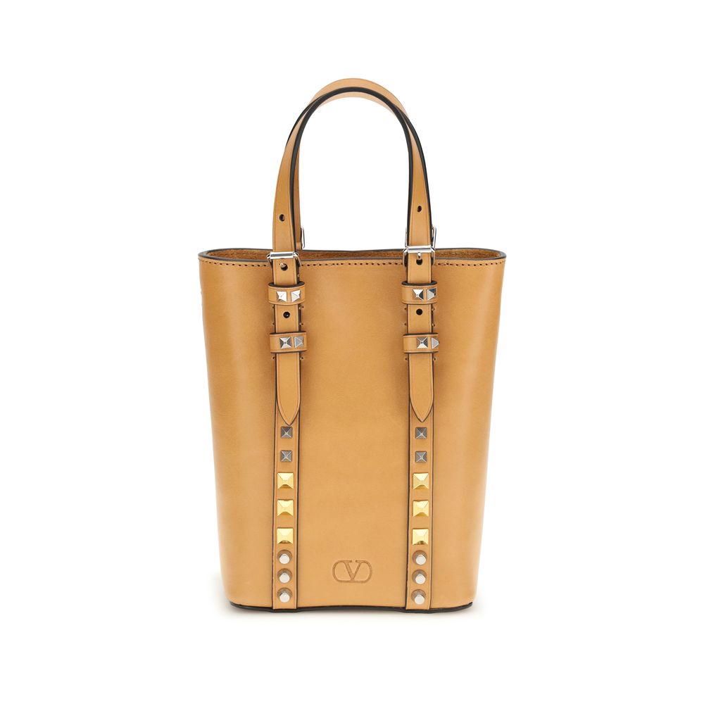 Sac à bandoulière Valentino Garavani Bos Taurus en cuir de veau beige