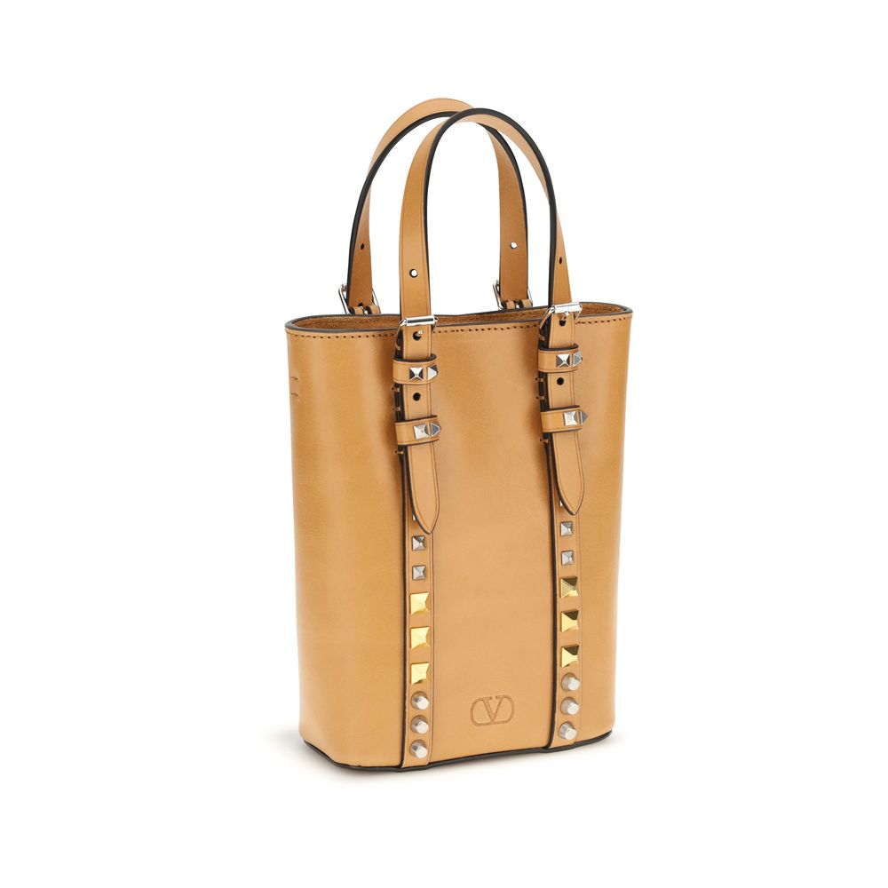 Sac à bandoulière Valentino Garavani Bos Taurus en cuir de veau beige
