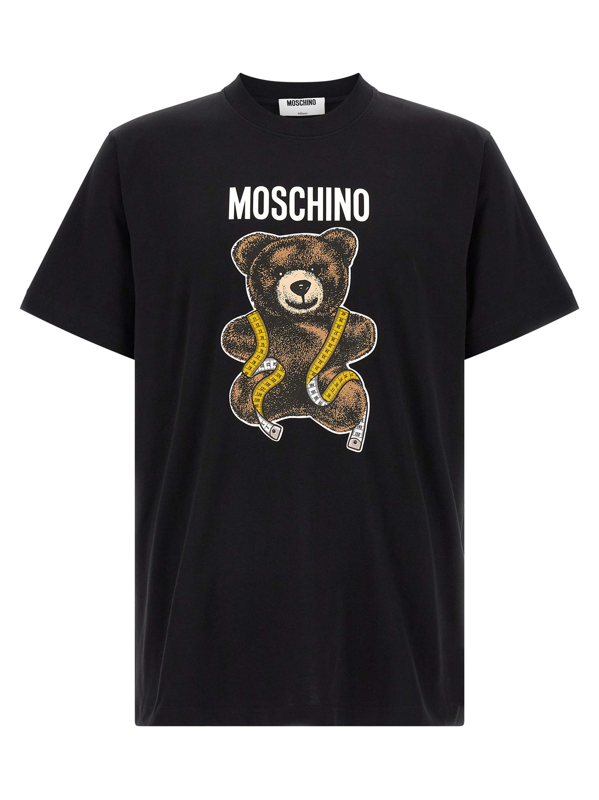 T-shirt Moschino en coton noir avec motif graphique sur le devant