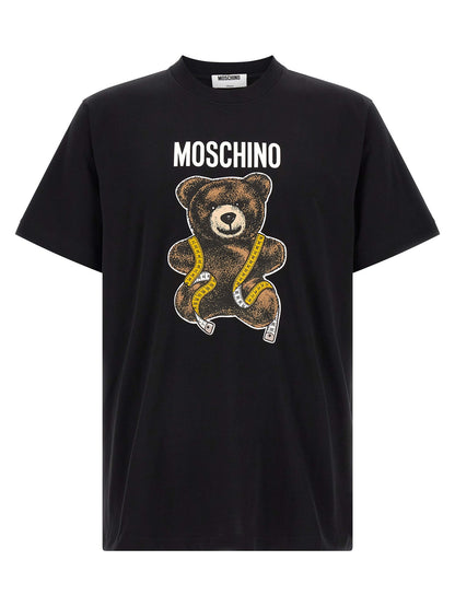 T-shirt Moschino en coton noir avec motif graphique sur le devant