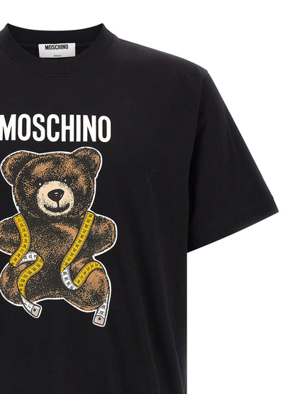 T-shirt Moschino en coton noir avec motif graphique sur le devant
