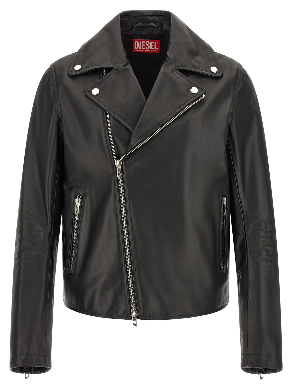 Veste en cuir de vachette Diesel noir modèle L Eo Wrd